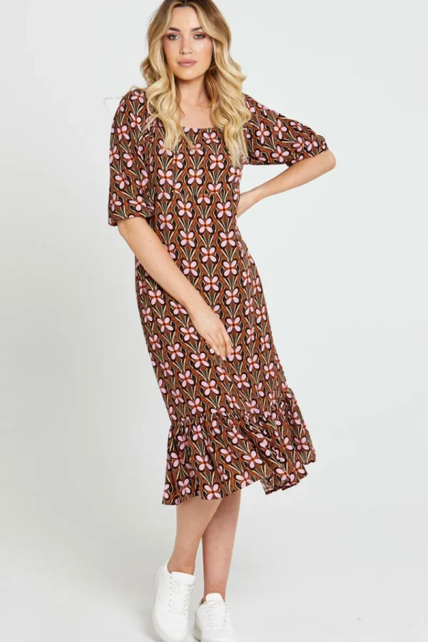 Sass Angela Frill Hem Midi Dress^ Dresses
