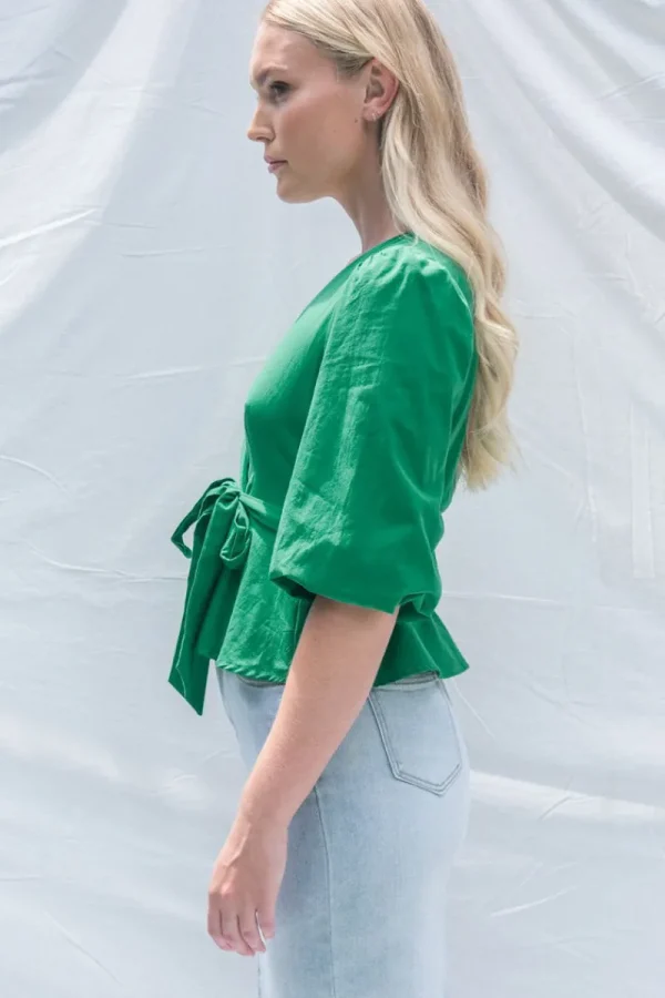 Zeinert & Co Cross Front Bubble Sleeve Top^ Tops