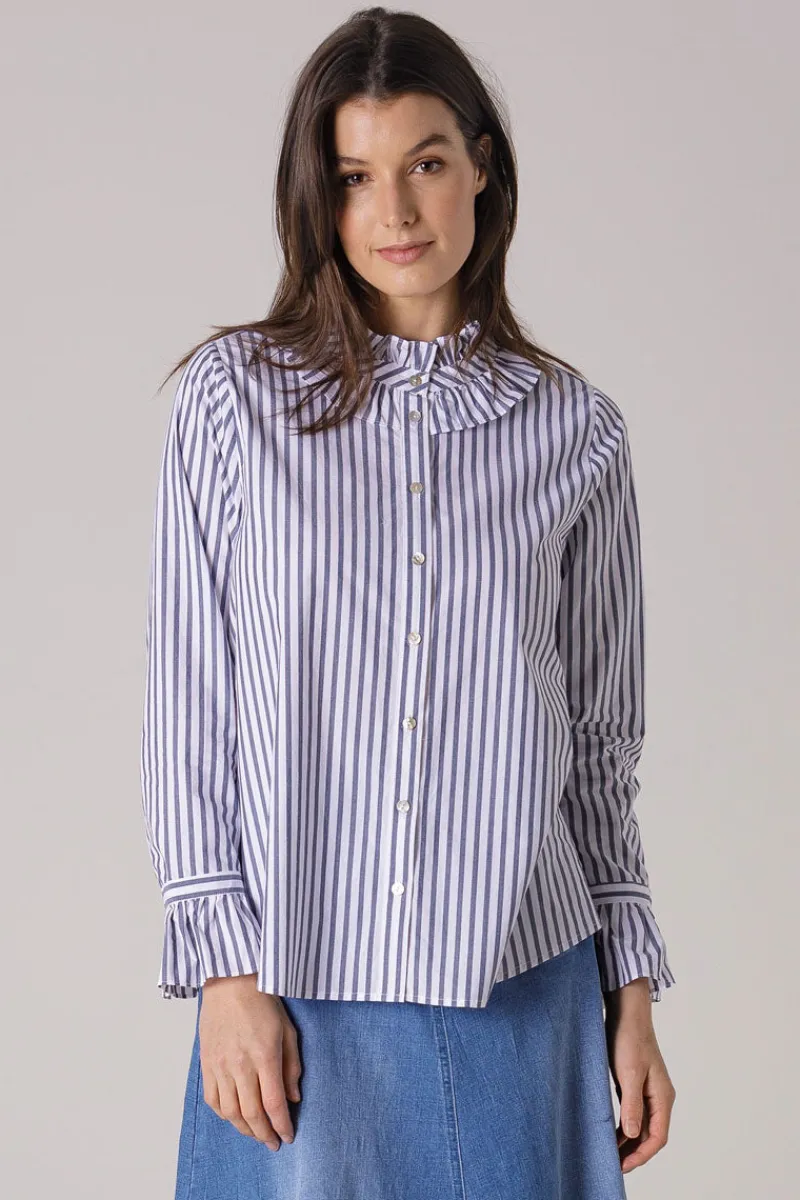 frilled_stripe_shirt_0.webp Yarra trail Frilled Stripe Shirt^ Shirts