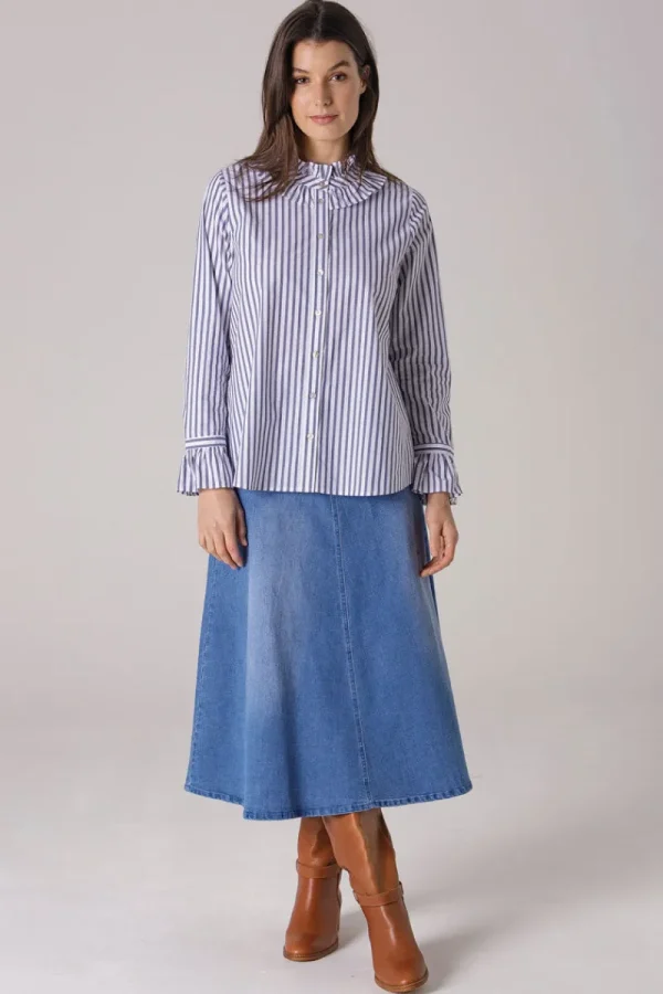 Yarra trail Frilled Stripe Shirt^ Shirts