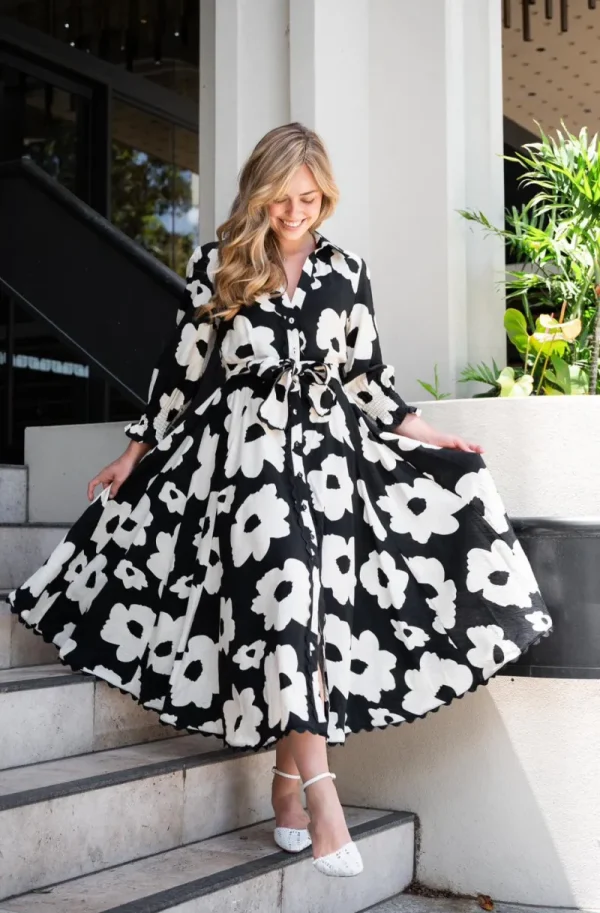 Zeinert & Co Poppy Print Lace Trim Midi Dress^ Dresses