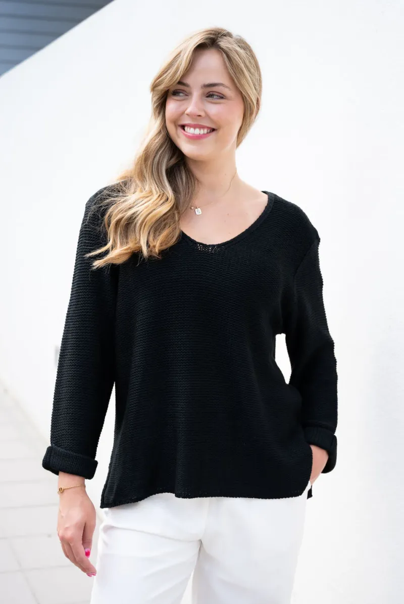 roll_up_sleeve_knit_top_0-1.webp Zeinert & Co Roll Up Sleeve Knit Top^ Jumpers + Sweaters | Tops