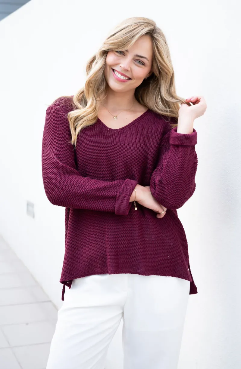 roll_up_sleeve_knit_top_0-2.webp Zeinert & Co Roll Up Sleeve Knit Top^ Jumpers + Sweaters | Tops
