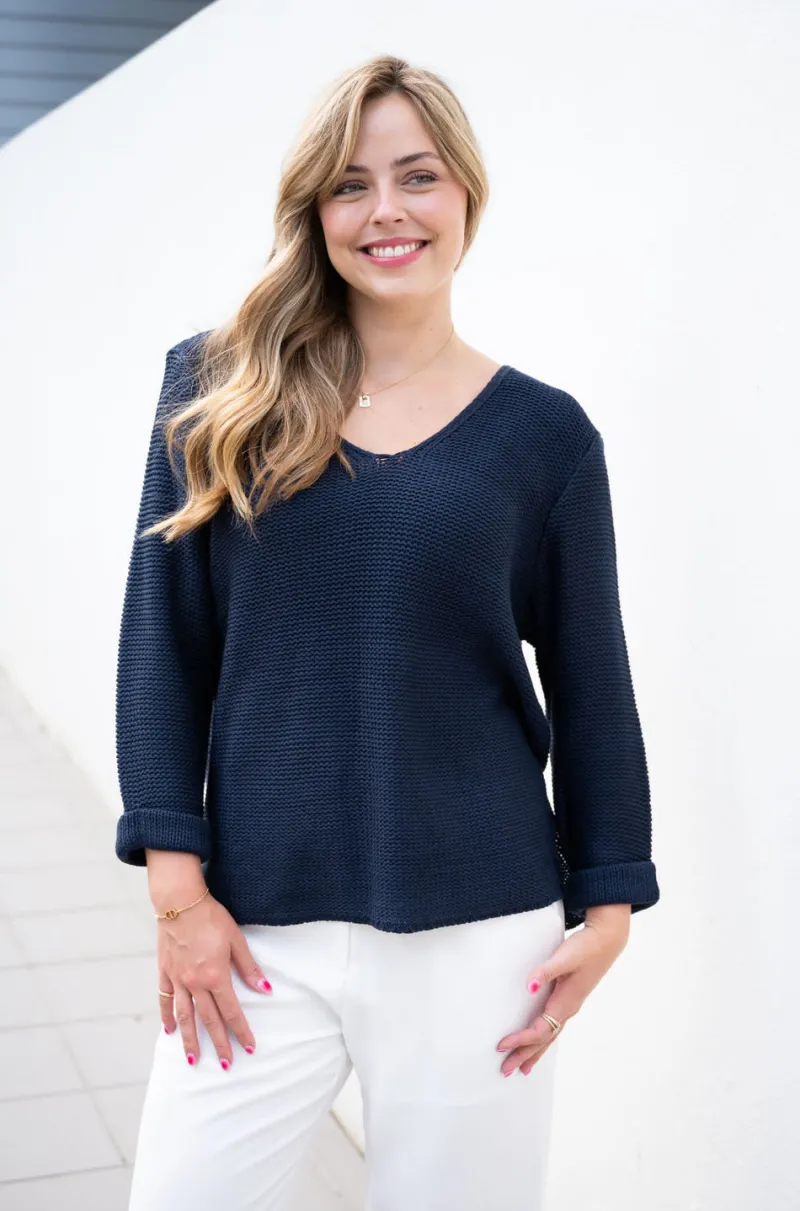 roll_up_sleeve_knit_top_0.webp Zeinert & Co Roll Up Sleeve Knit Top^ Jumpers + Sweaters | Tops