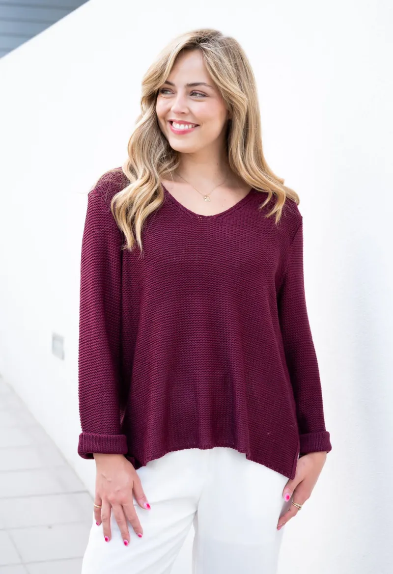 roll_up_sleeve_knit_top_1-2.webp Zeinert & Co Roll Up Sleeve Knit Top^ Jumpers + Sweaters | Tops
