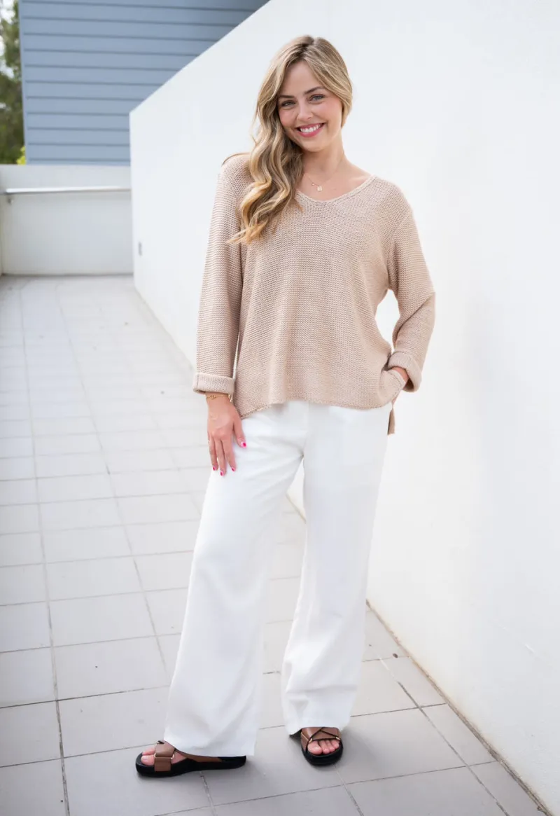 roll_up_sleeve_knit_top_2-2.webp Zeinert & Co Roll Up Sleeve Knit Top^ Jumpers + Sweaters | Tops