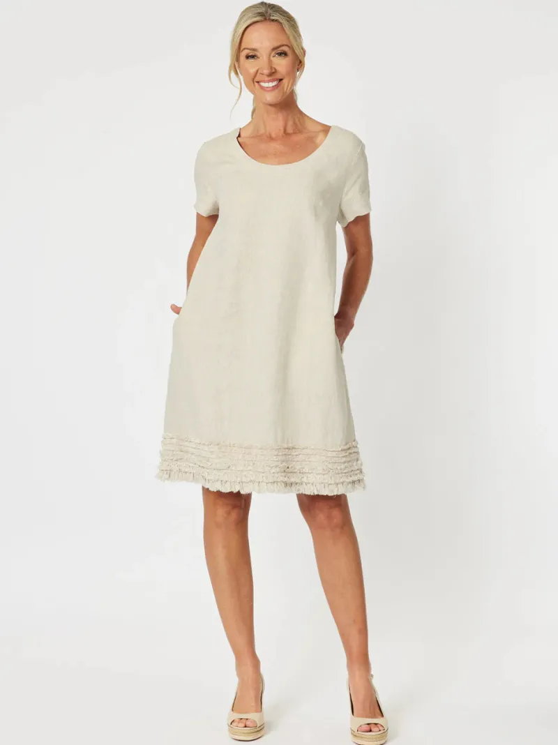 ruffle_hem_linen_dress_sc_0.webp Gordon Smith Ruffle Hem Linen Dress Scoop Neck^ Dresses