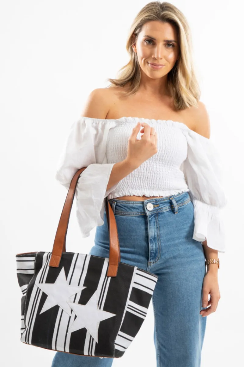 star__stripes_canvas_tote_0.webp SassyDuck Star & Stripes Canvas Tote Bag^ Handbags