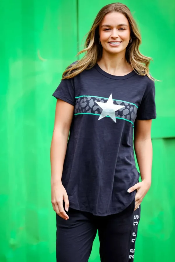 3rd Story Star Sparkles With Leopard Band Tee^ Tops