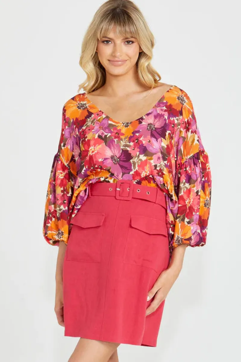 yasmin_bubble_sleeve_top_0.webp Sass Yasmin Bubble Sleeve Top^ Tops